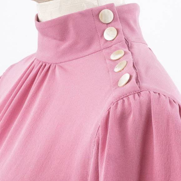 Robert Rodriguez Top M Silk High Neck Blouse Pink NWT - Picture 4 of 12